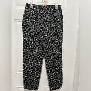 Vintage Moschino Jean Floral Print Women Pants, Size 33 Black. Pre-owned.